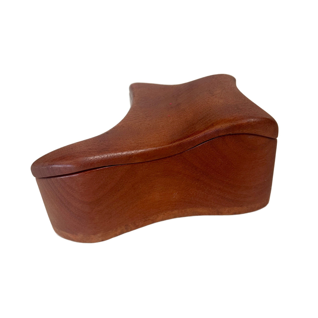 Burl & Redwood Curved Polished Wood Decorative Box with Lid