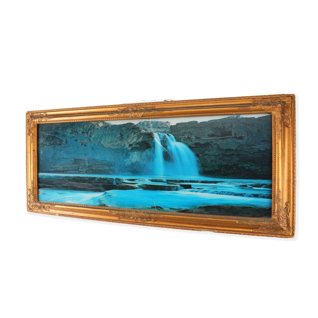 Gold Framed Panoramic Waterfall Art Print