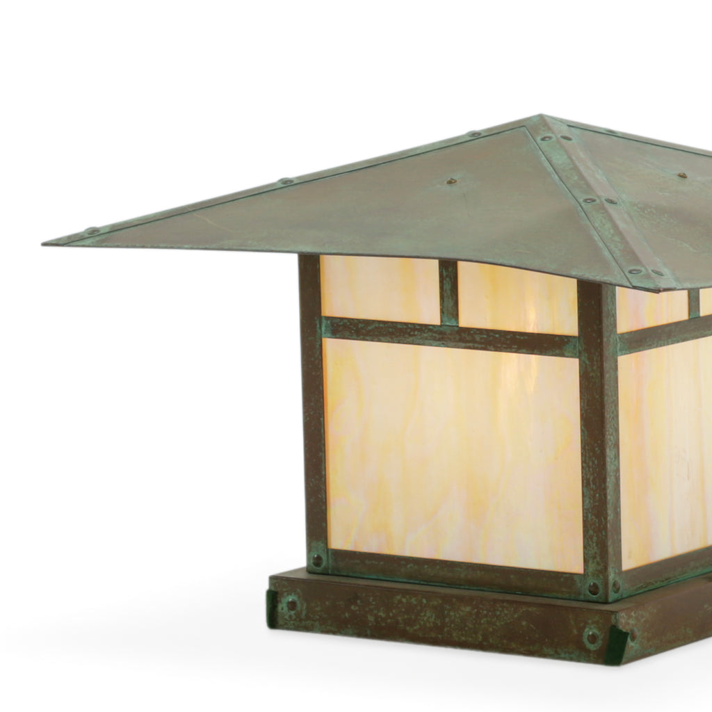 Copper and Stained Glass Arts & Crafts Style Table Lamp