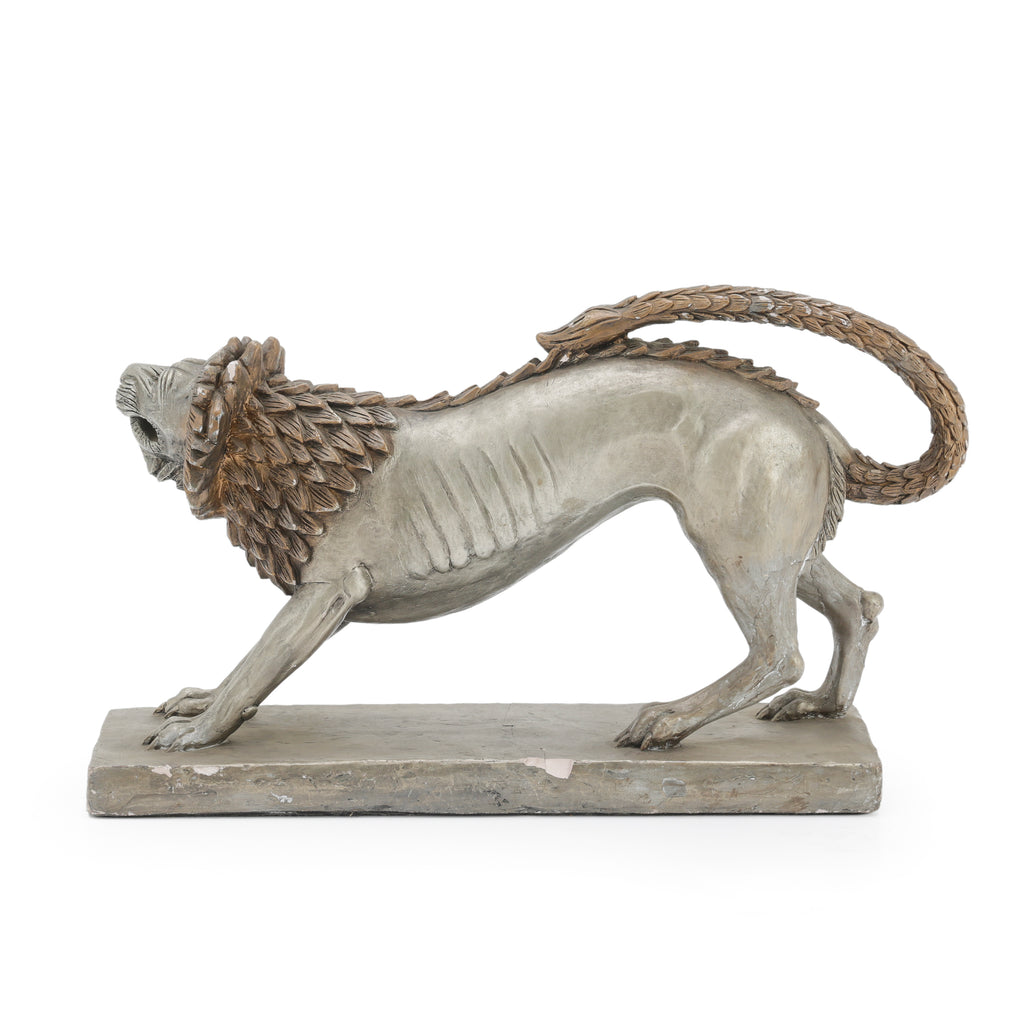 Silver & Bronze Mythological Lion Sculpture