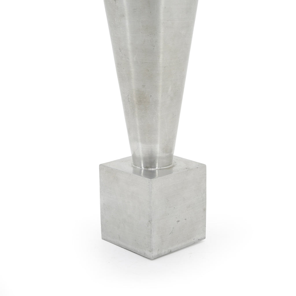 Set of Two Brushed Aluminum Conical Vases
