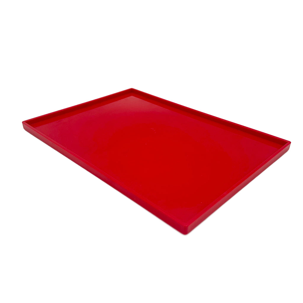 Red Rectangle Plastic Desk Tray