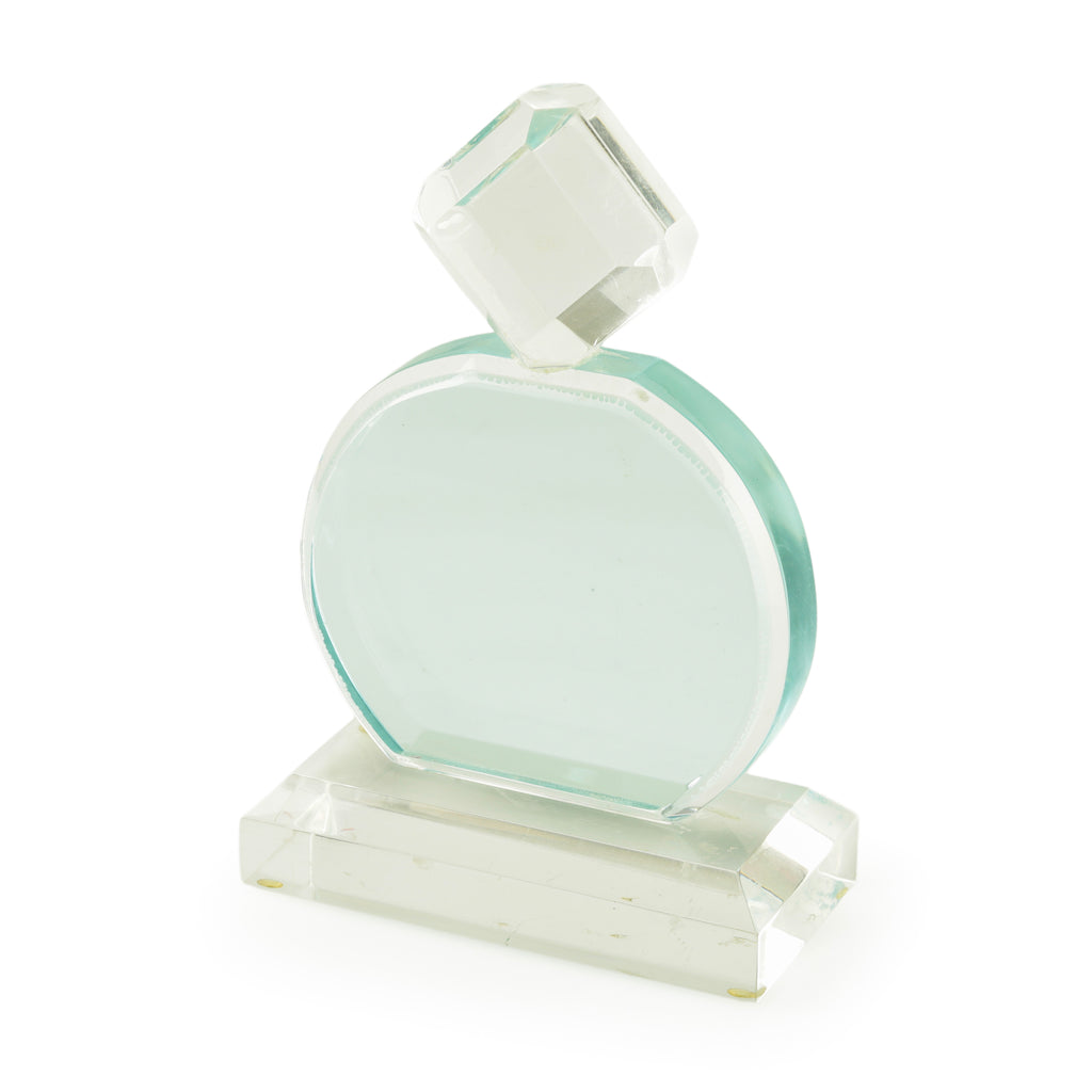 Clear and Aqua Green Acrylic Faceted Sculpture