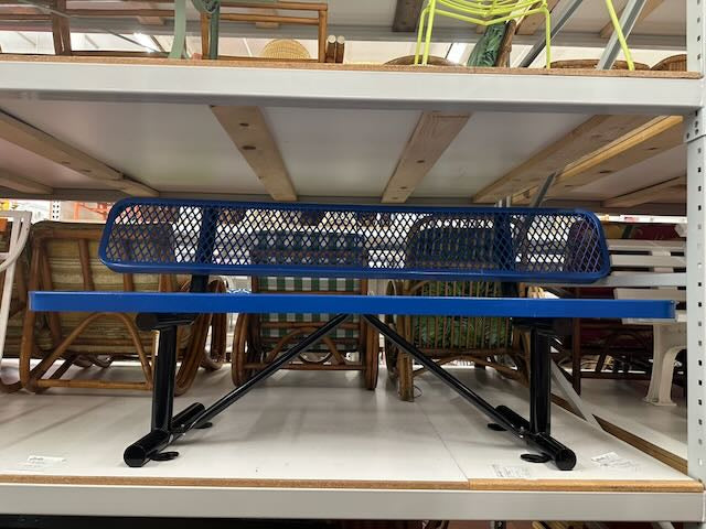 Blue Perforated Outdoor Bench
