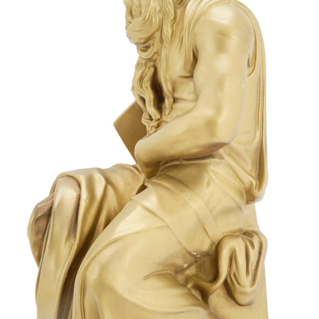 Gold Statue with Rustic Wood Base