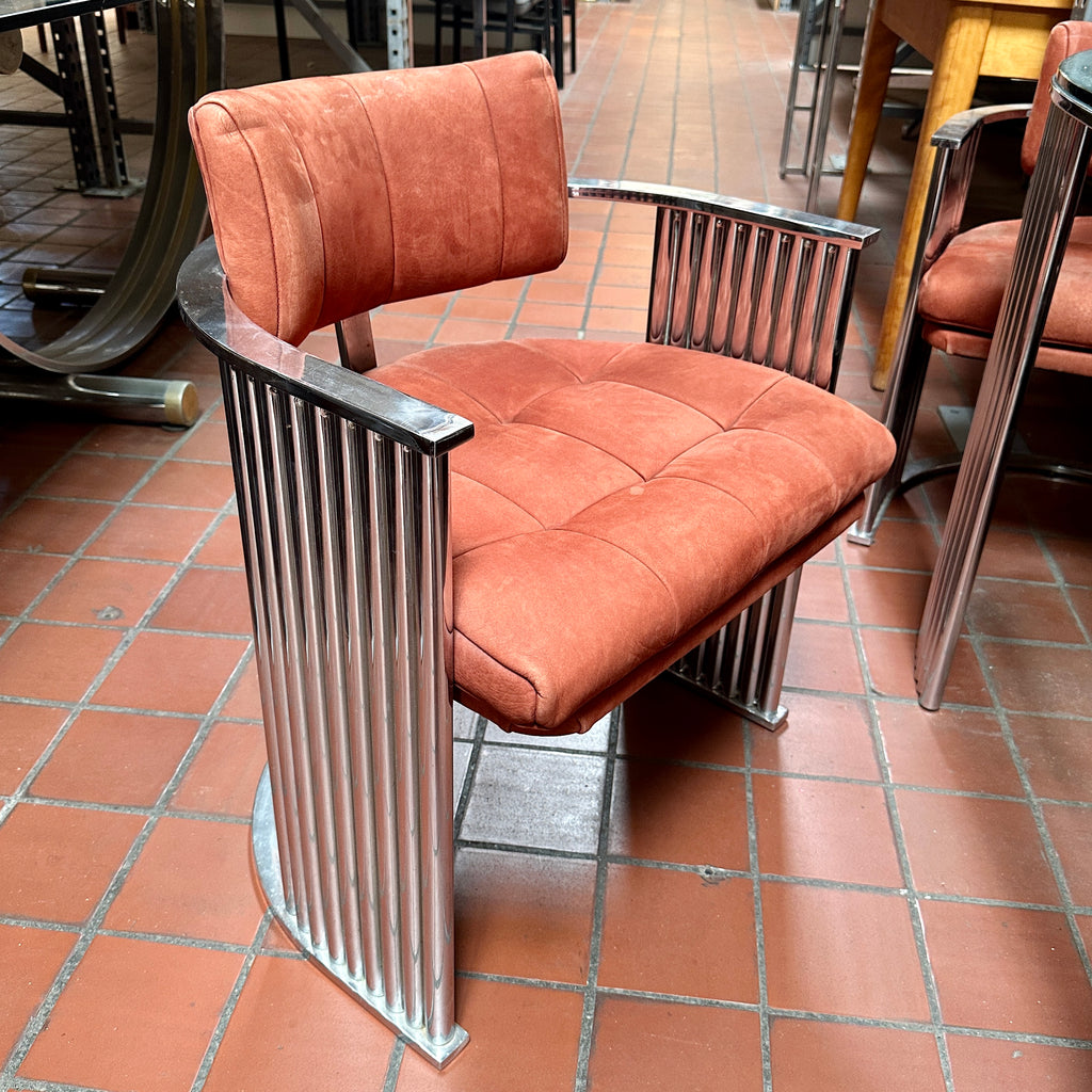 Pink & Chrome Deco Dining Arm Chair