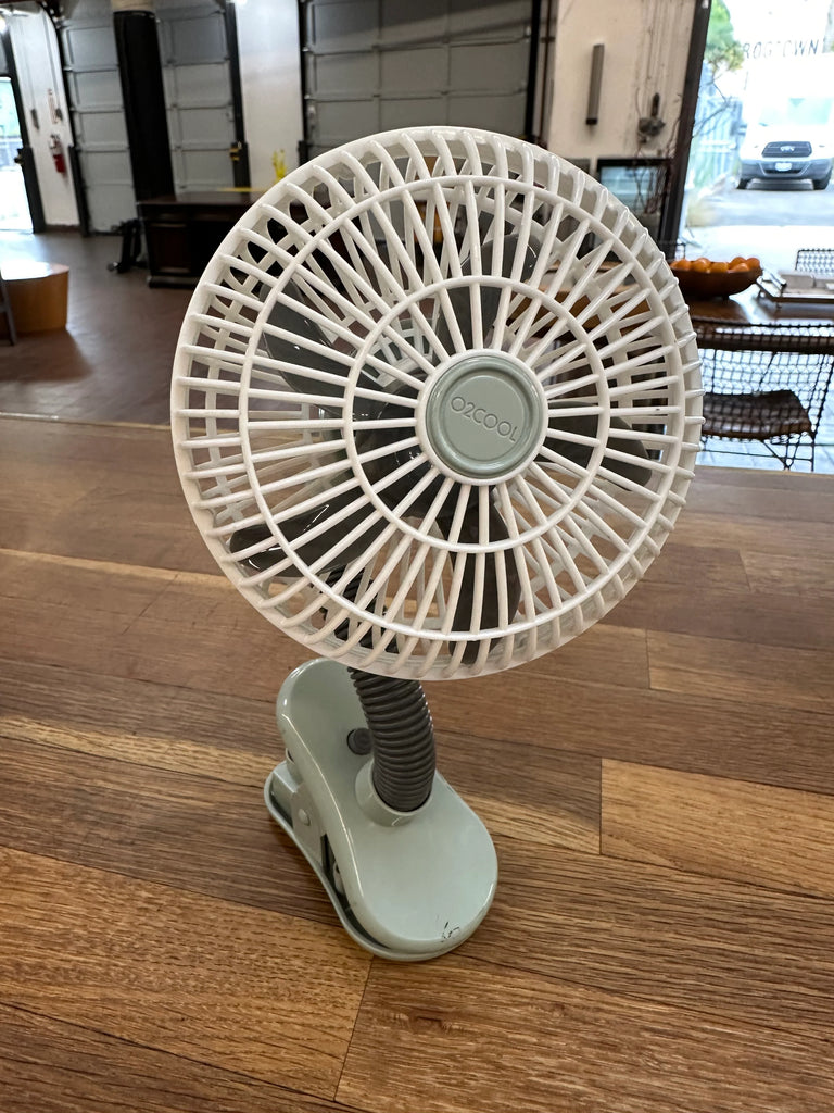 White and Mint Green Portable Clip-On Fan with Flexible Neck