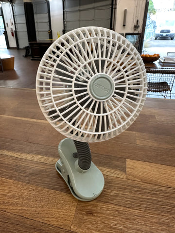White and Mint Green Portable Clip-On Fan with Flexible Neck