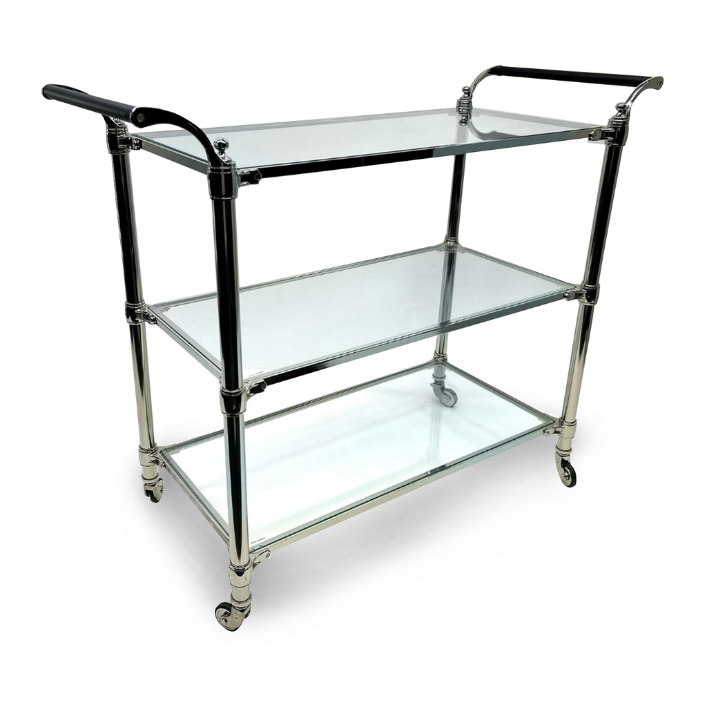 Classic Glass & Chrome 3-Tier Bar Cart