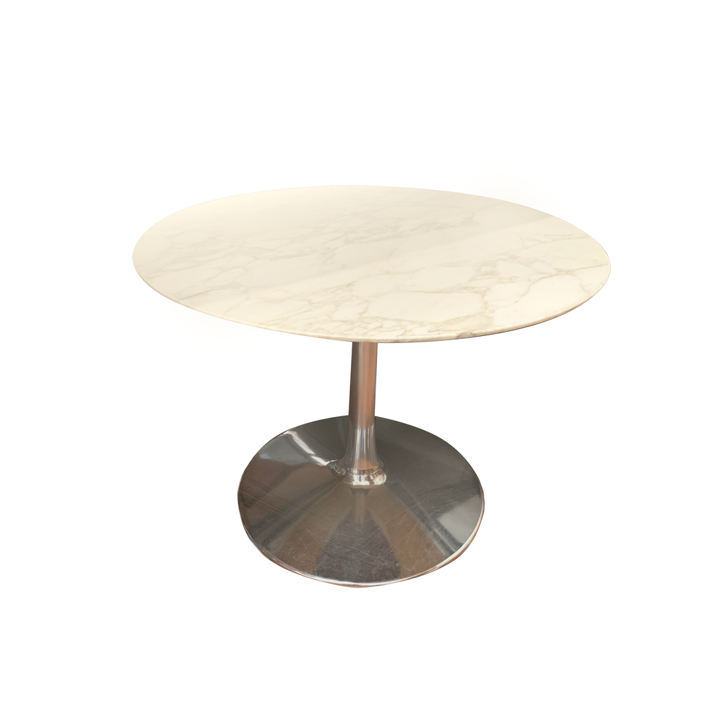 Small Marble Dining Table w/ Chrome Tulip Base