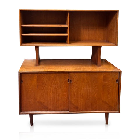 Mid Century Wood Hutch Cabinet