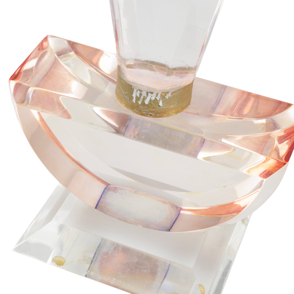 Clear and Rose Pink Acrylic Geometric Sculpture