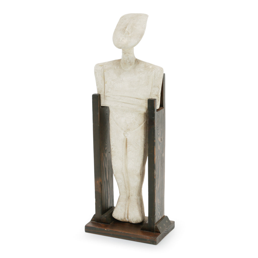 Cream Concrete Abstract Human Figure Sculpture