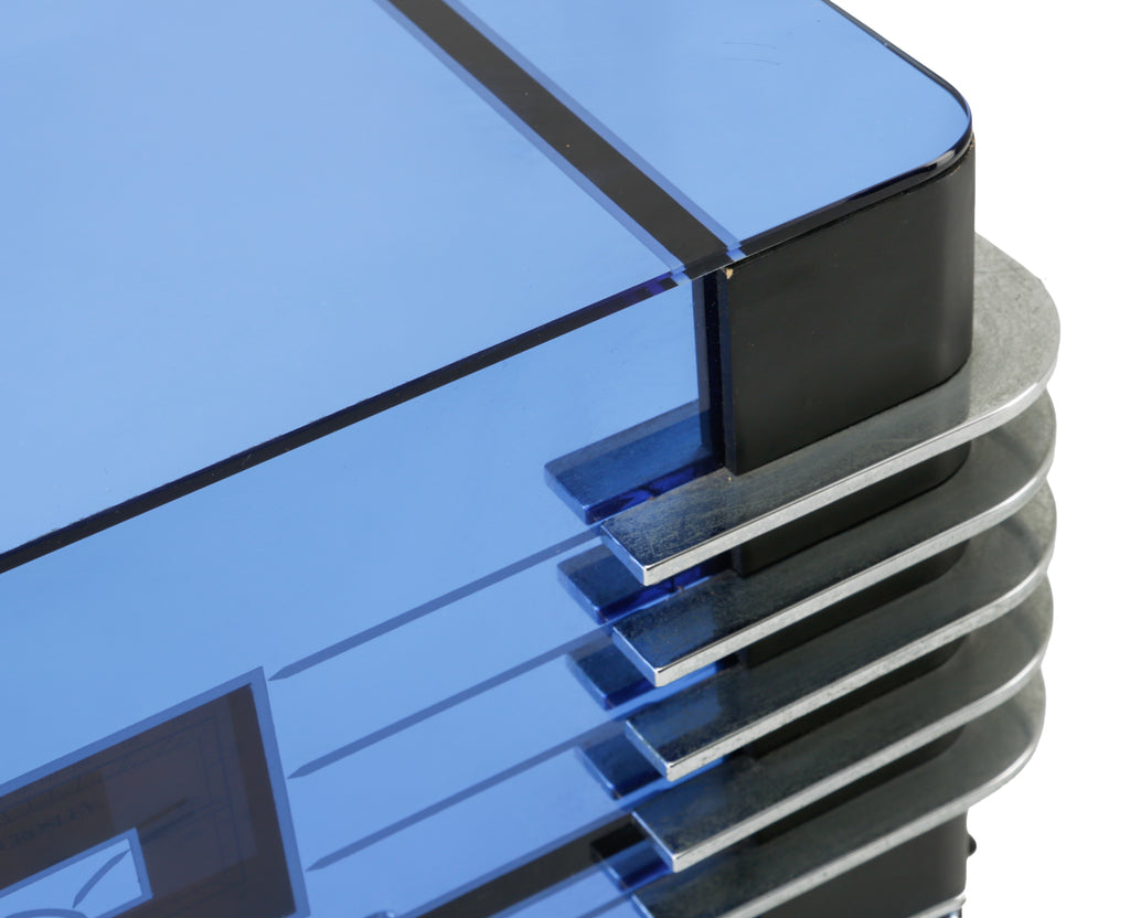 Blue and Chrome Tabletop Radio