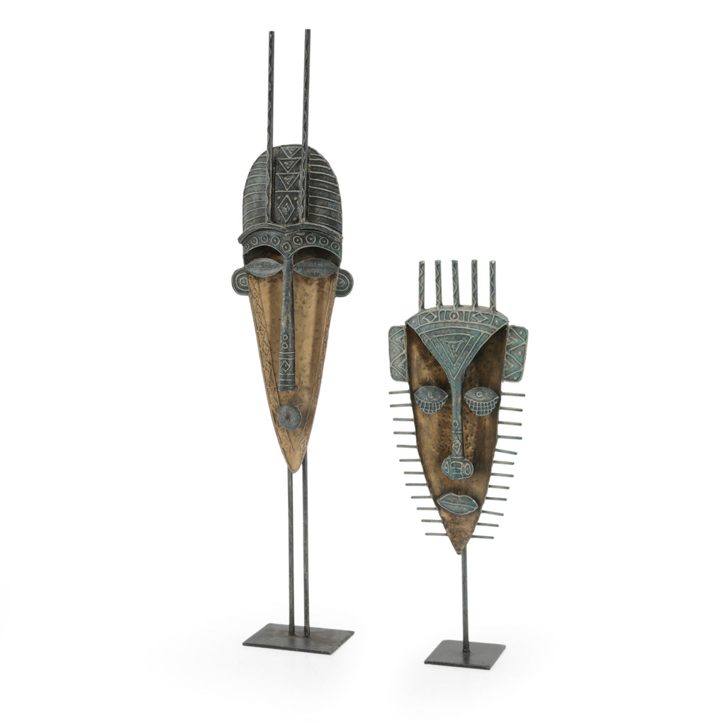 Mask Sculpture Set on Stands