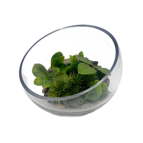 Glass Bowl Terrarium with Faux Succulents