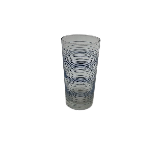 Clear Drinking Glass with Blue Swirl Design