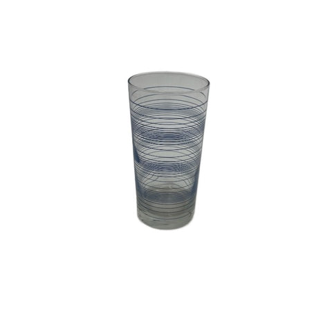 Clear Drinking Glass with Blue Swirl Design