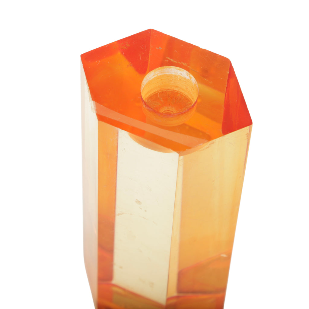 Amber Orange Hexagonal Clear Acrylic Candle Holder