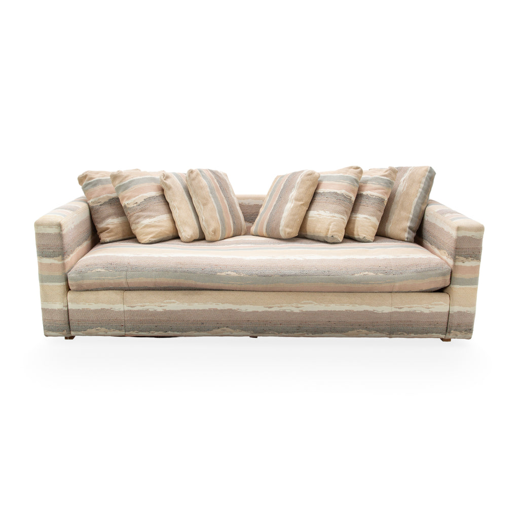 Vintage Multi-Tone Striped Upholstered Sofa