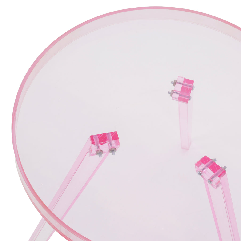 Pink Acrylic Side Table with Tapered Legs