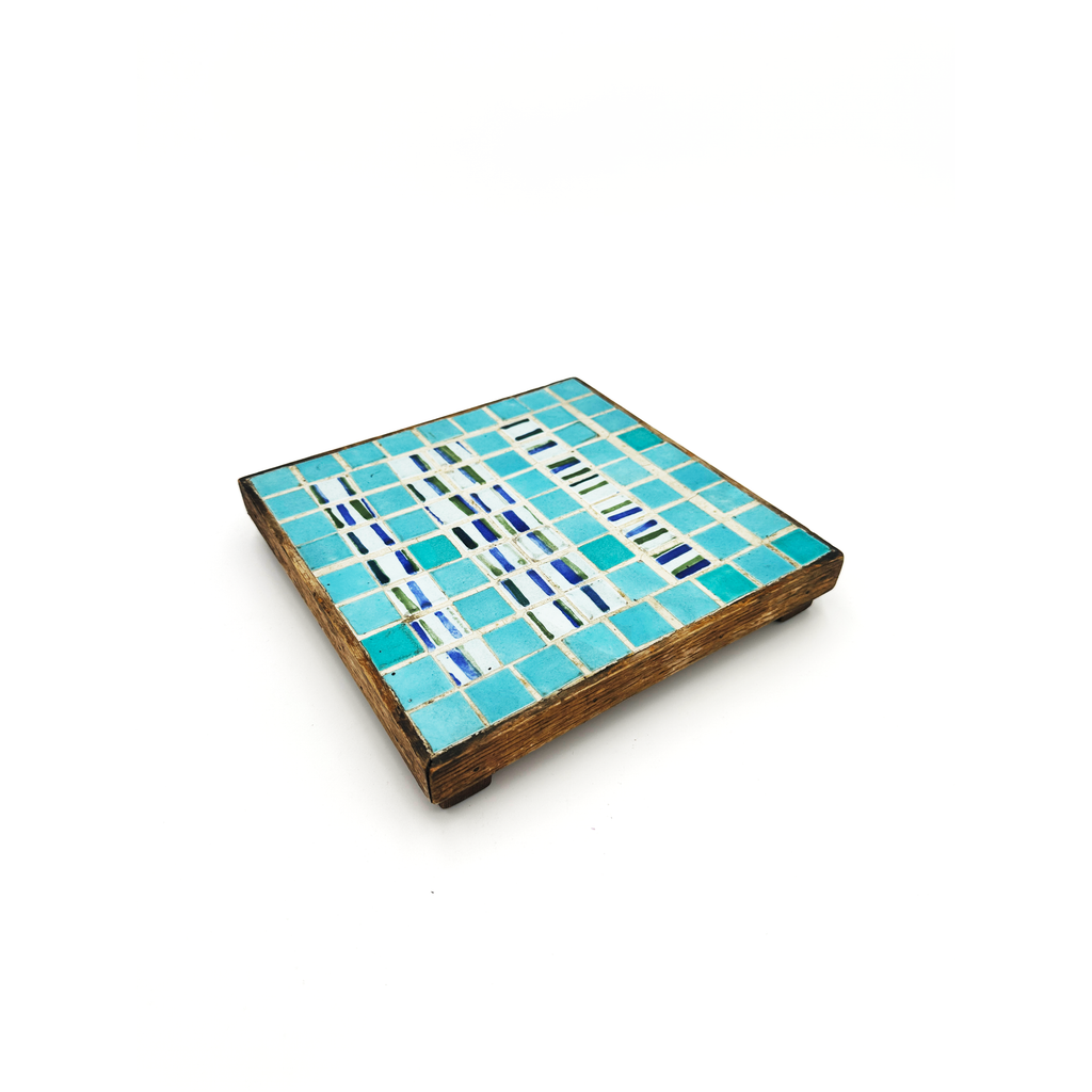 Square Wooden Mosaic Tile Tray