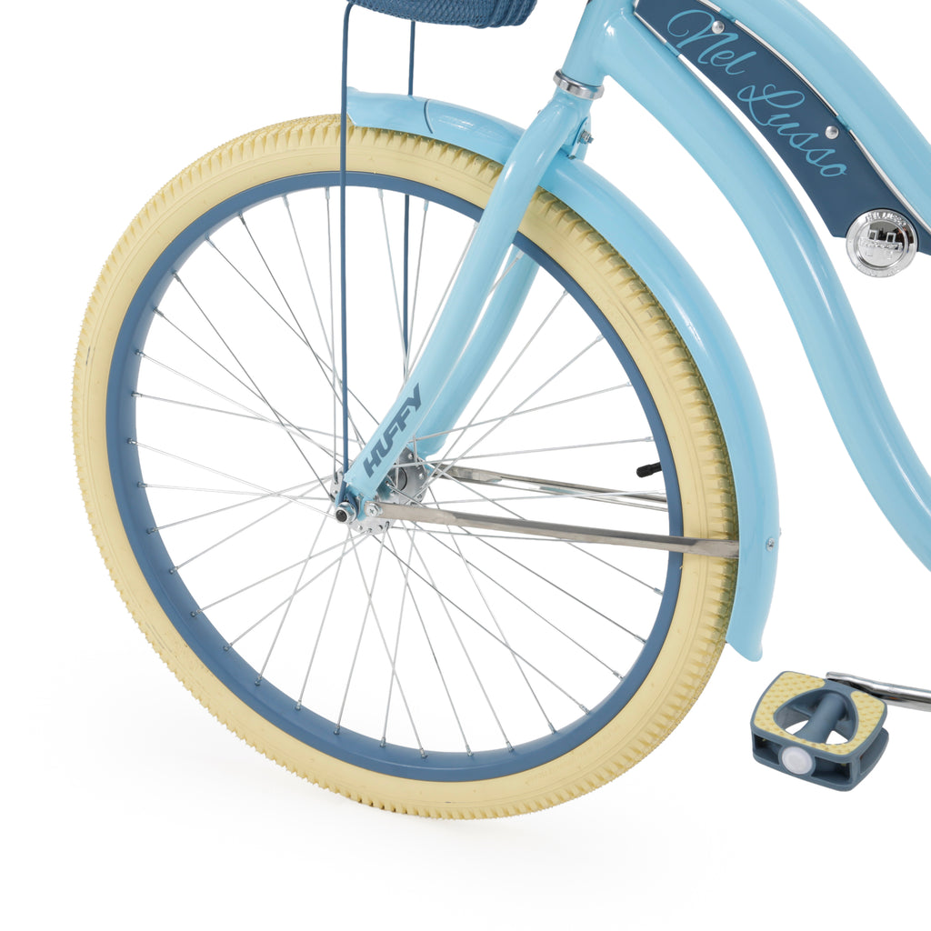 Blue Cruiser Bicycle with Basket