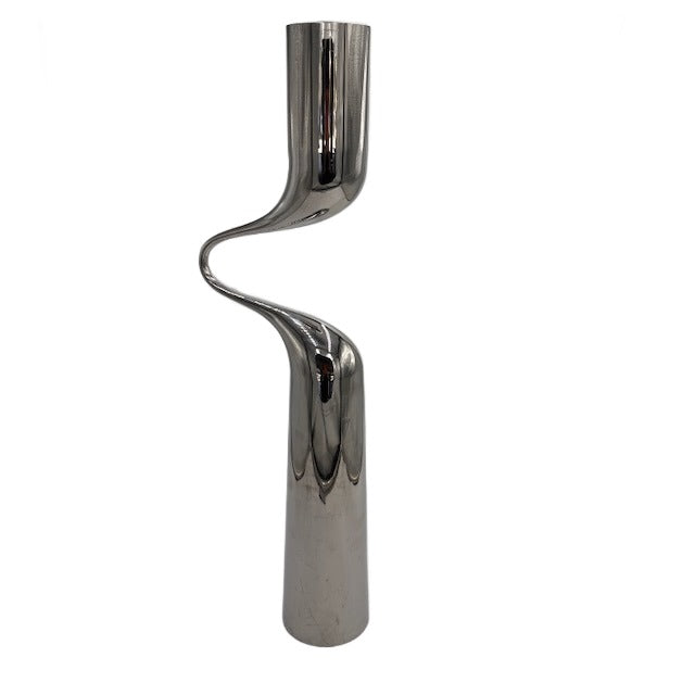 Silver/Chrome Wavy Candlestick Holder