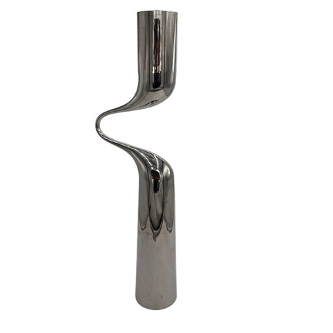 Silver/Chrome Wavy Candlestick Holder