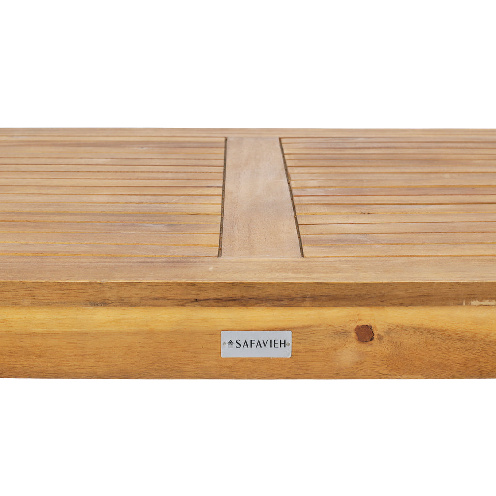 Brown Wood Slatted Top Outdoor Coffee Table