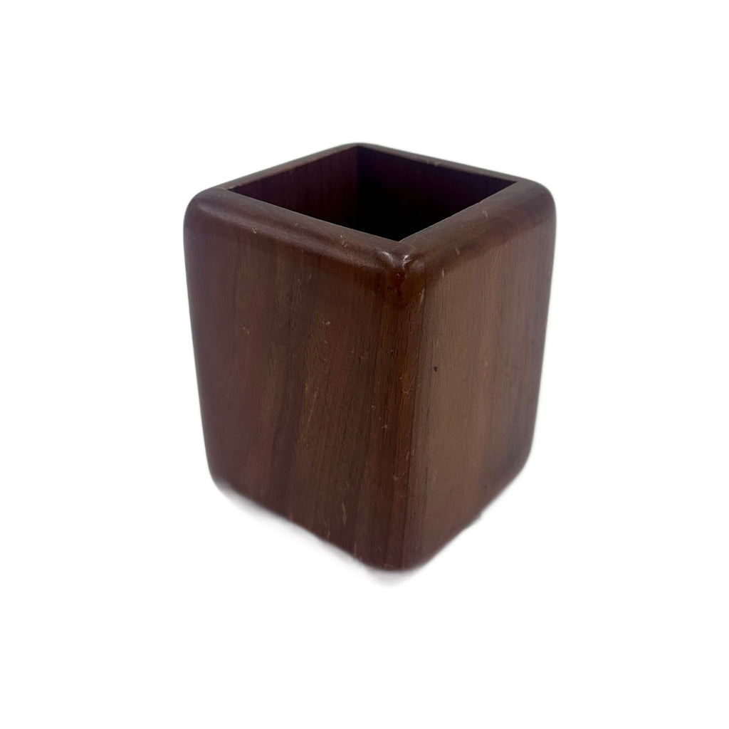 Dark Wood Square Pen Holder