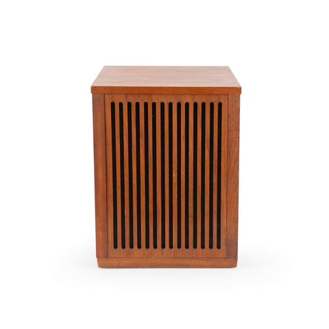 Mid-Century Slatted Teak Wood End Table