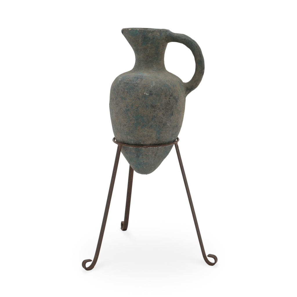 Distressed Teal Terracotta Amphora-Style Jug