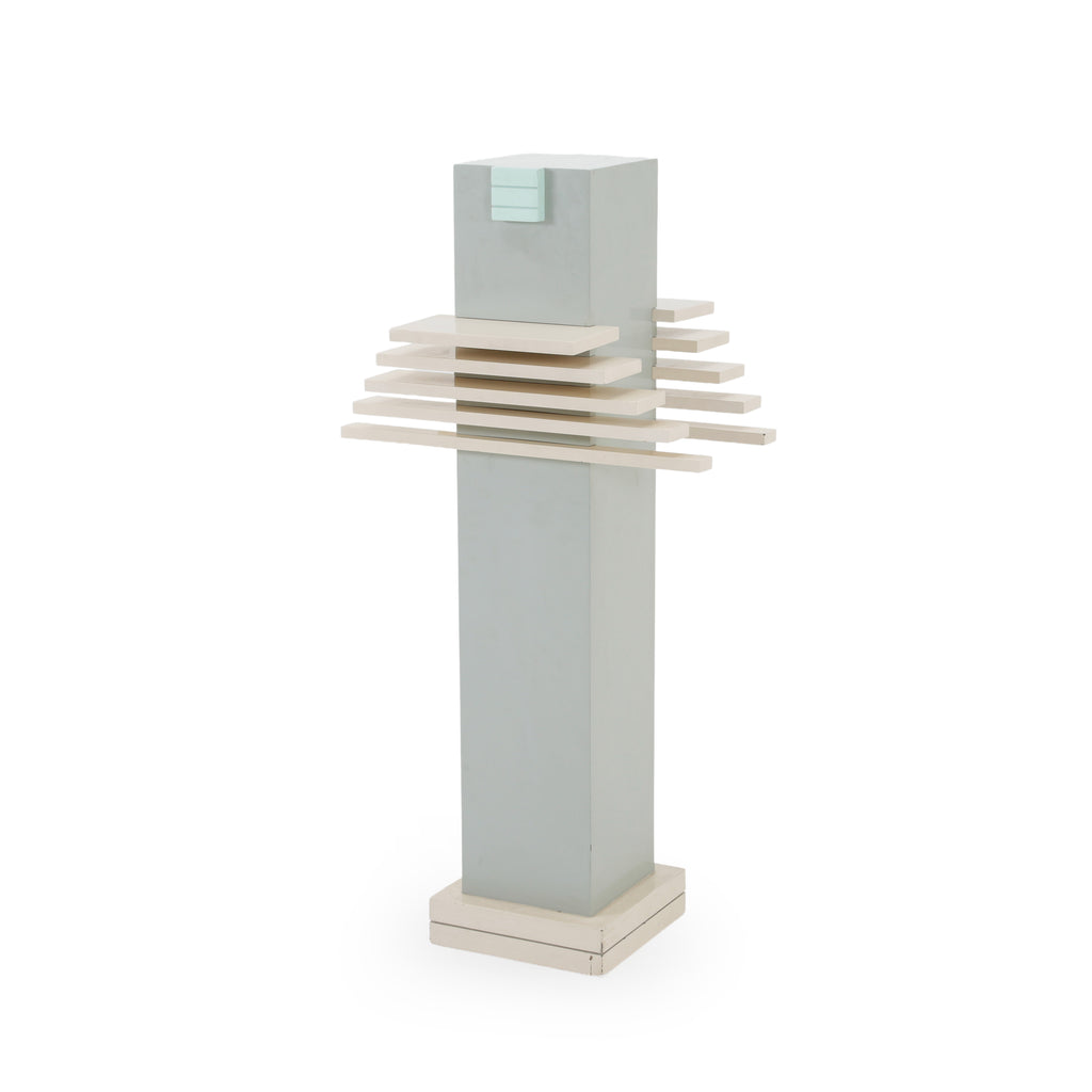 Geometric Layered Mint Green and Gray Pedestal