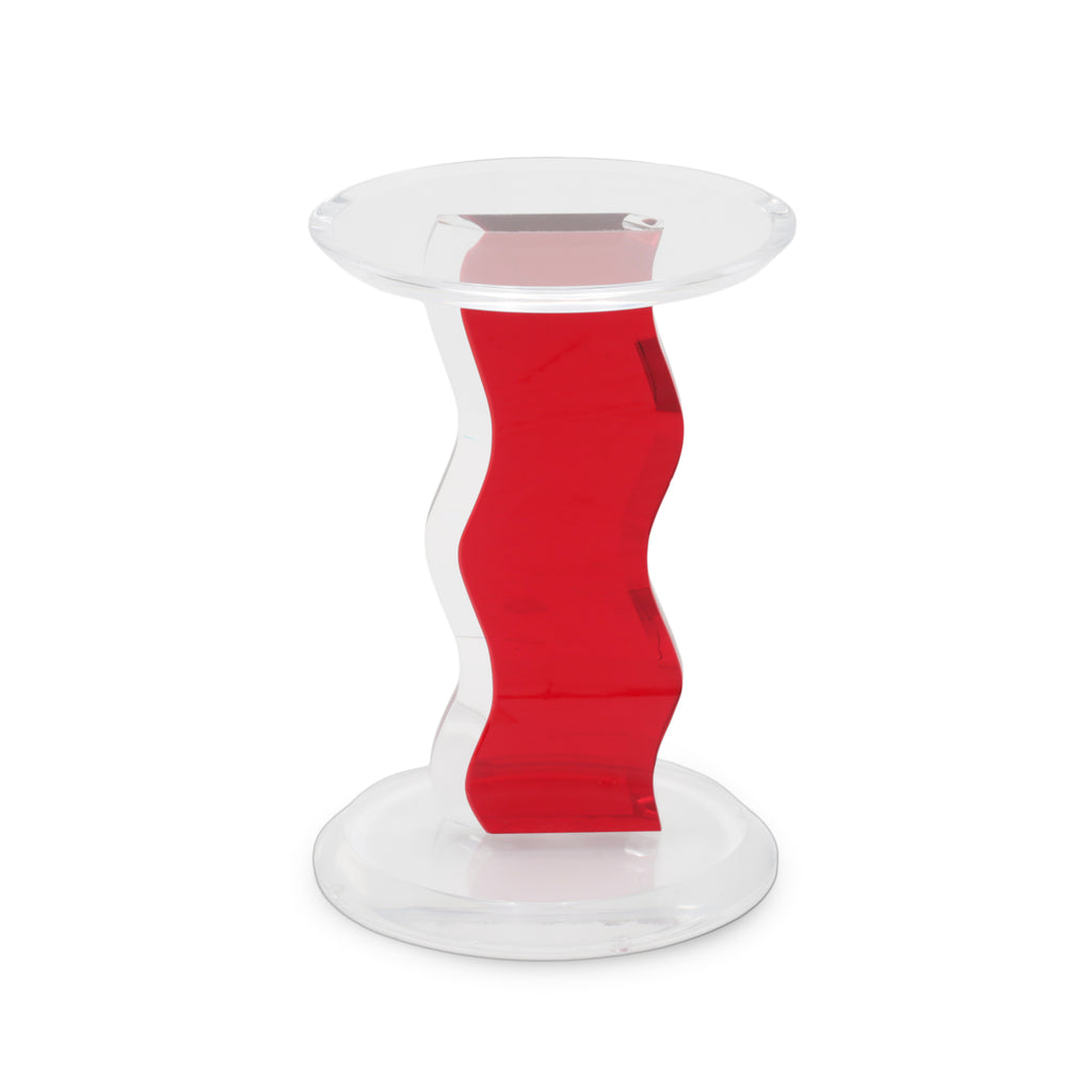 Clear Acrylic and Red Wavy Pedestal
