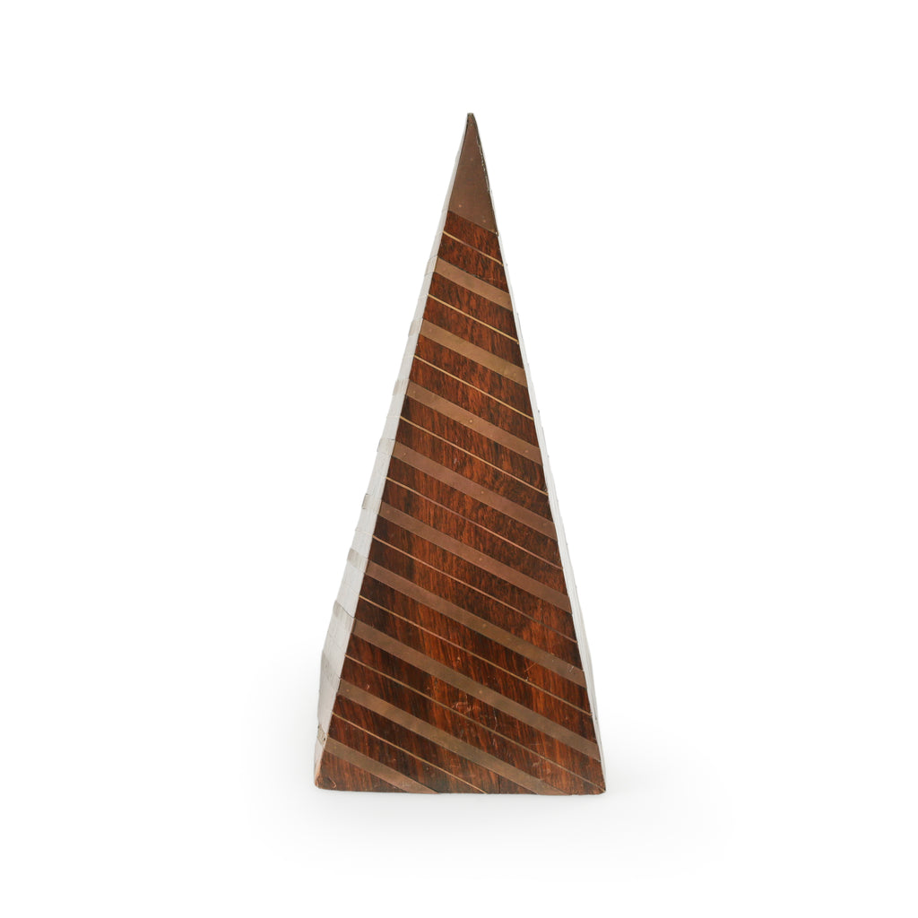 Dark Brown Wood & Brass Pyramid