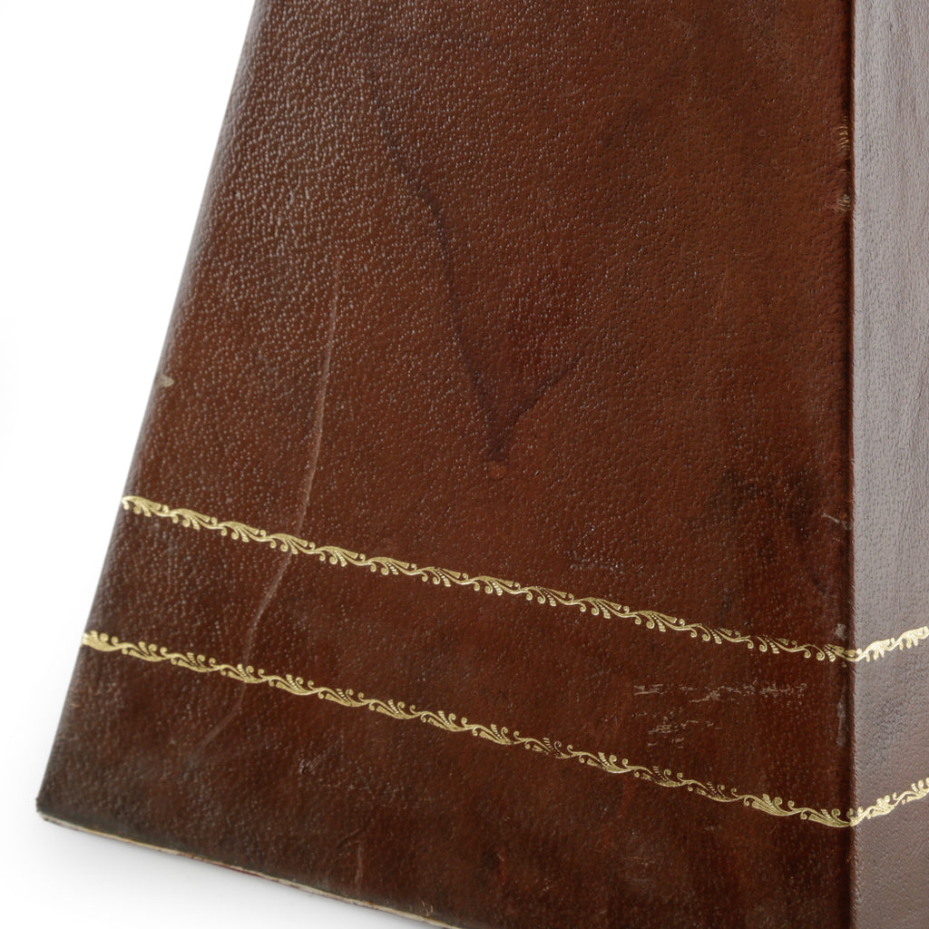 Brown Pyramid Sculpture with Gold Detail