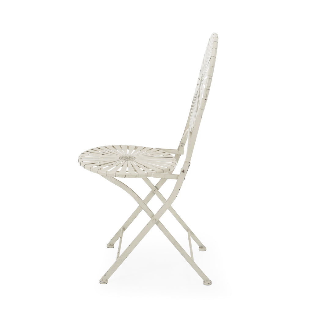 Cream Metal Folding Bistro Chair