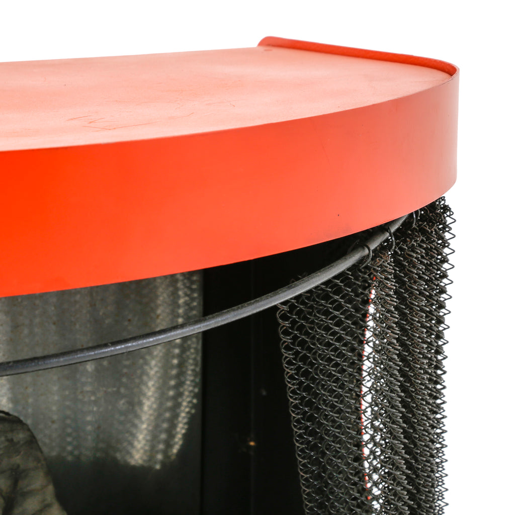 Orange Metal Fireplace with Chain Mesh Curtain
