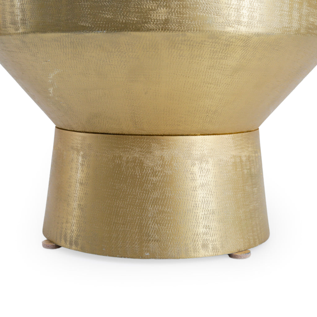 Gold Hammered Metal Tapered Planter with Cylindrical Base