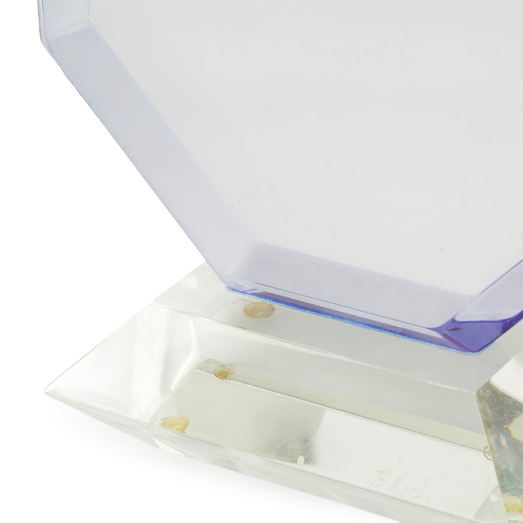 Clear and Purple Geometric Acrylic Sculpture