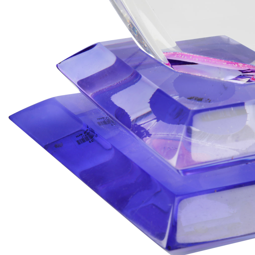 Clear and Amethyst Purple Geometric Acrylic Sculpture