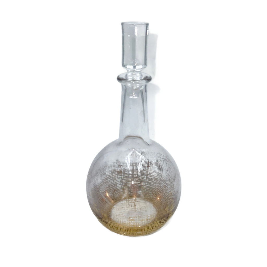 Gold Etched Glass Round Decanter