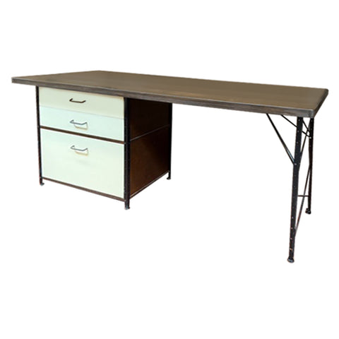 White Desk with Wood Top