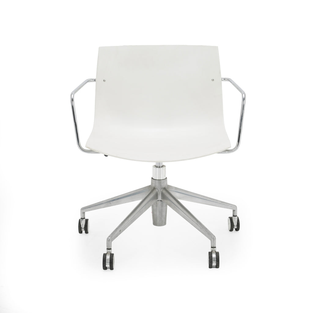 White and Chrome Swivel Office Chair