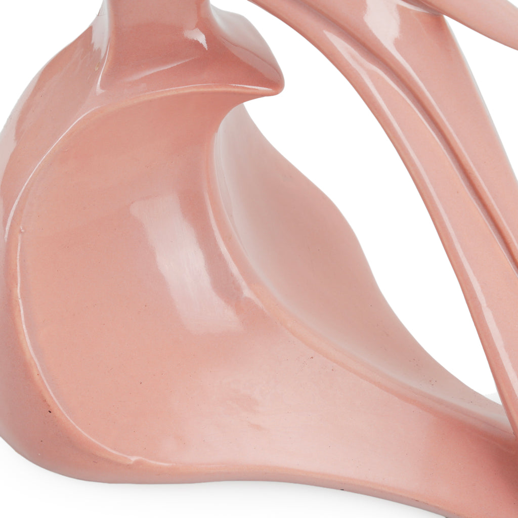 Pink Glazed Ceramic Stylized Bird Figurine