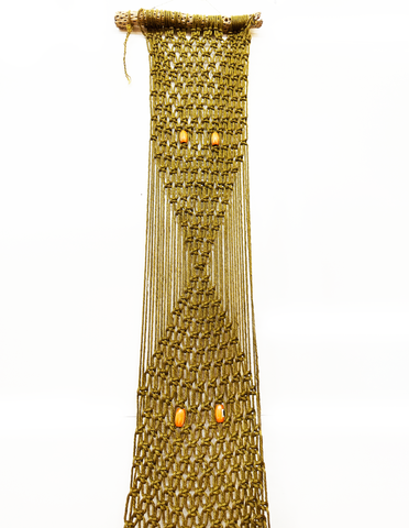 Olive Green Macrame Wall Art with Wood Beads