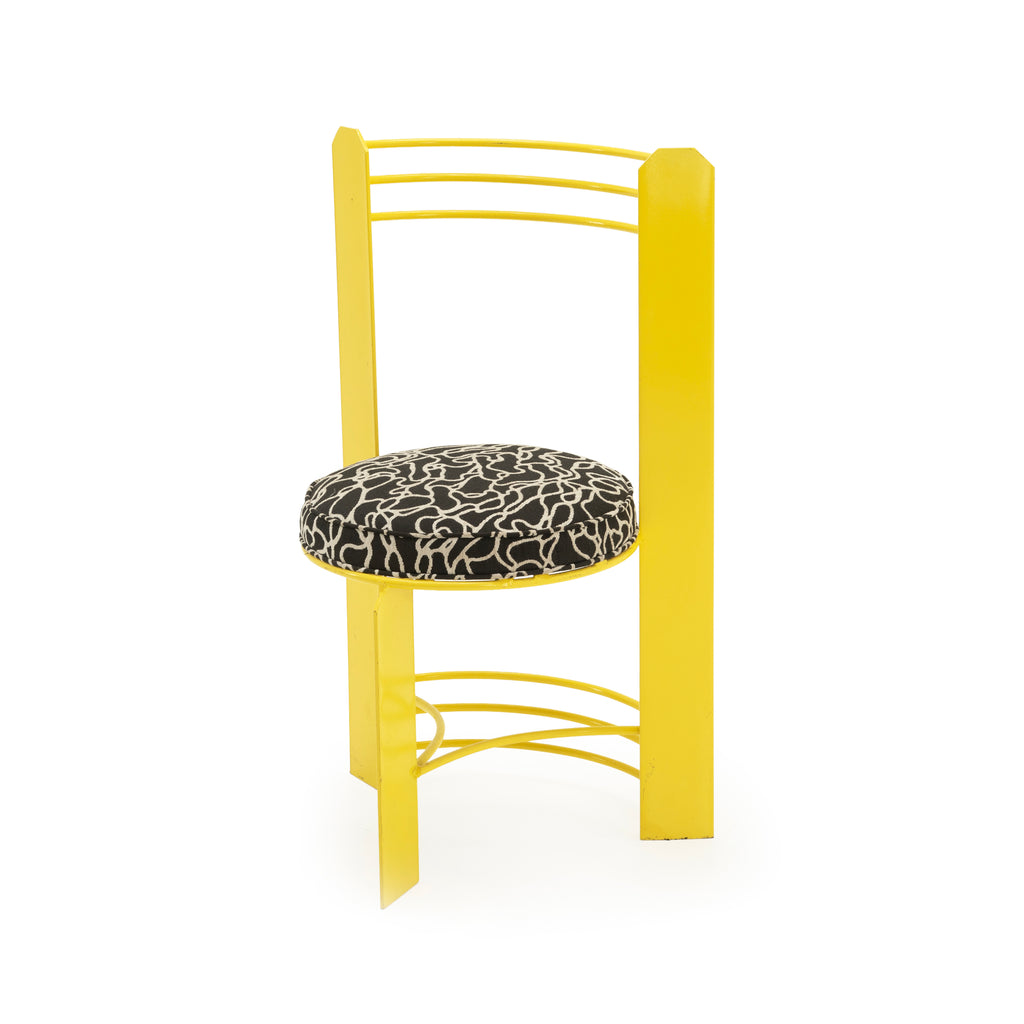 Yellow Metal Dining Chair with Patterned Upholstered Seat