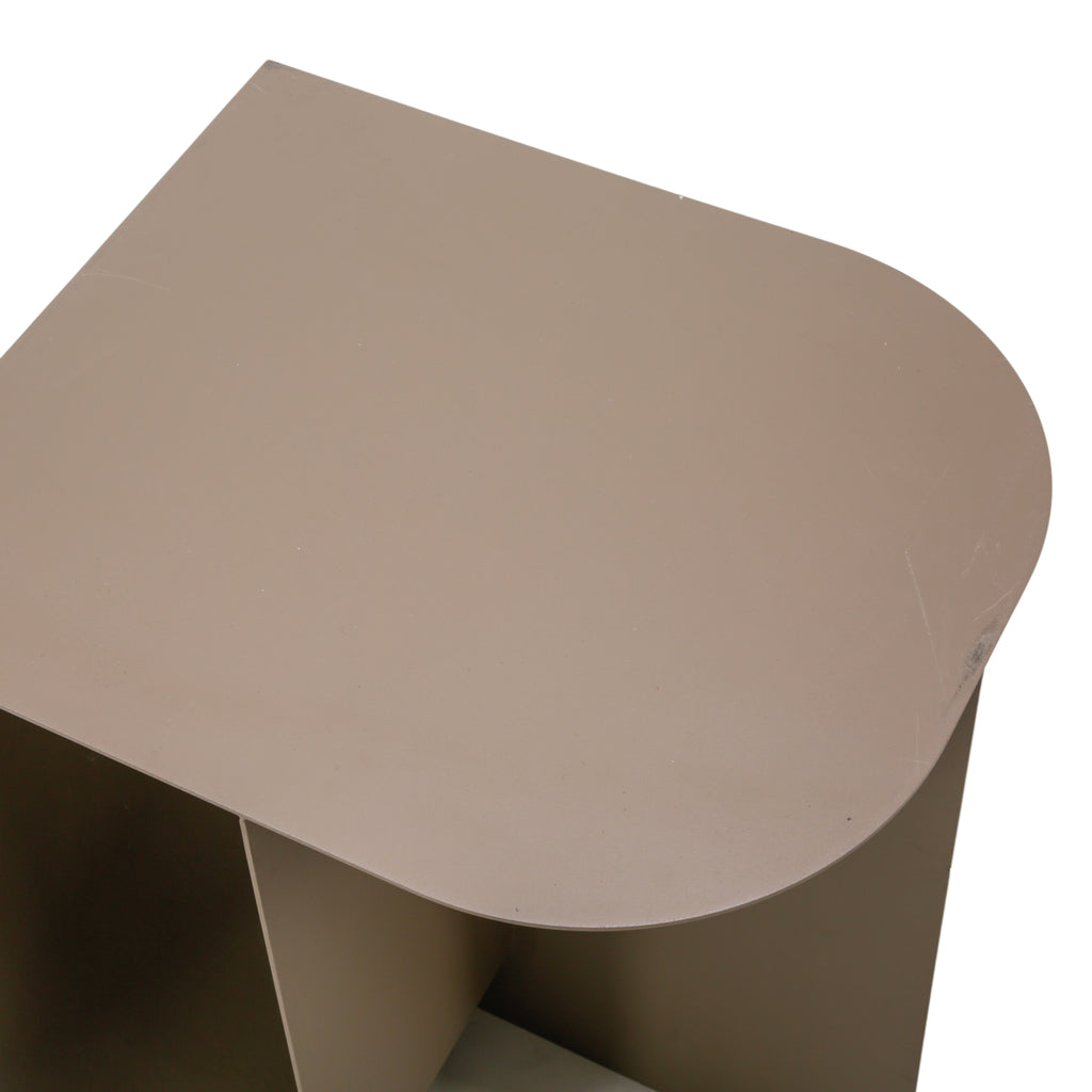 Greige Bent Metal D-Shaped Modern Accent Table