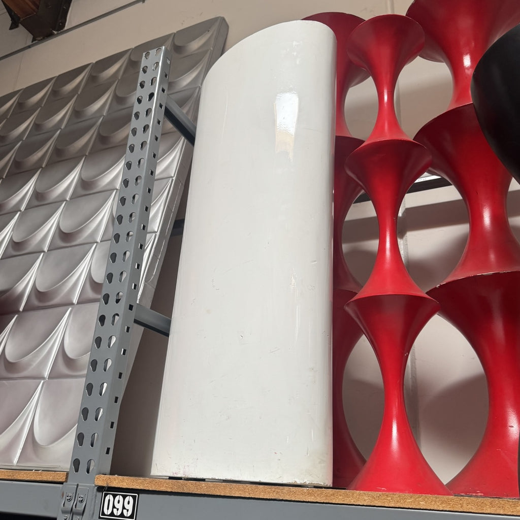 Glossy White Oval Cylinder Pedestal